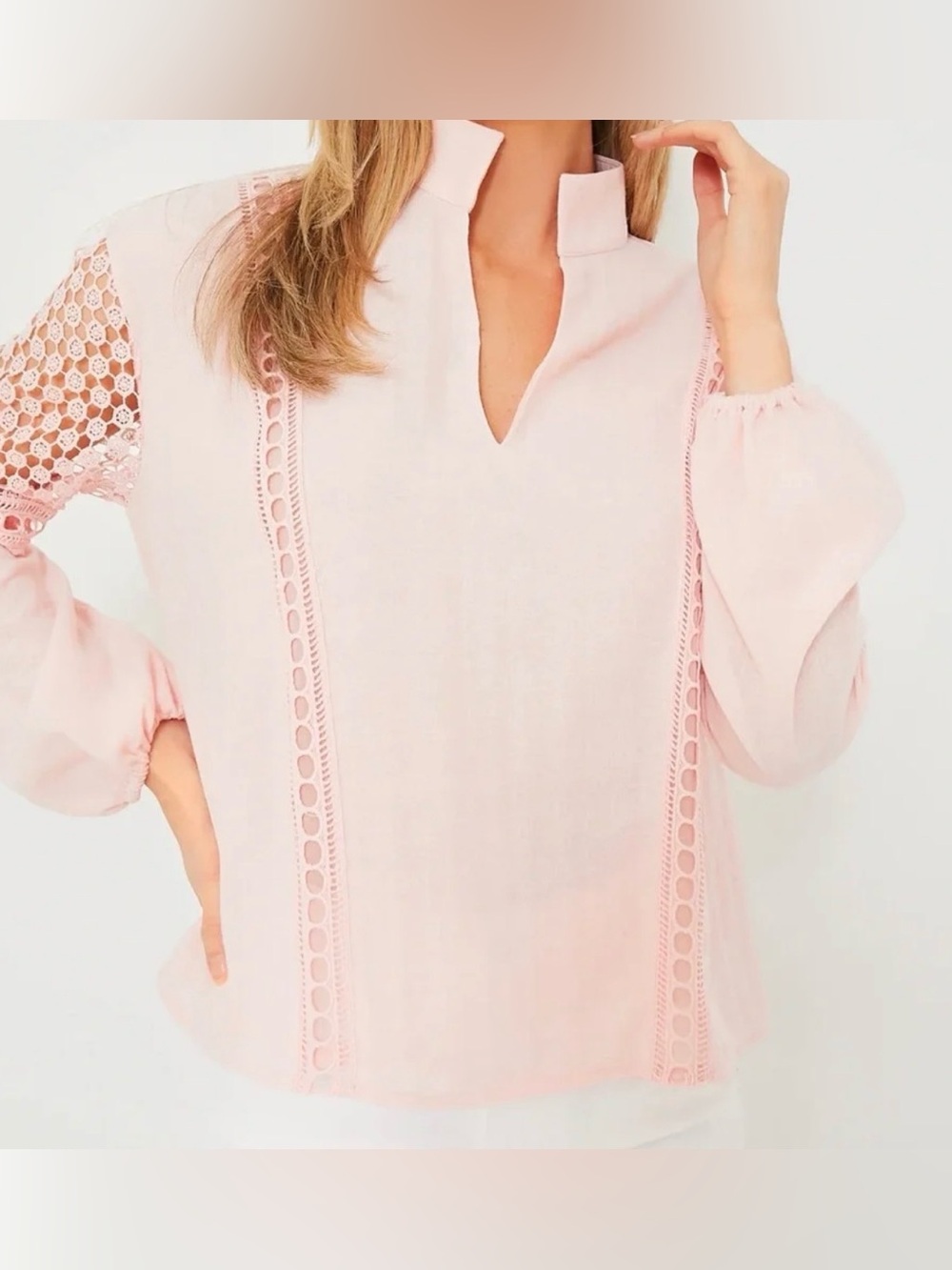 Tuckernuck Pink Eyelet Jane Blouse